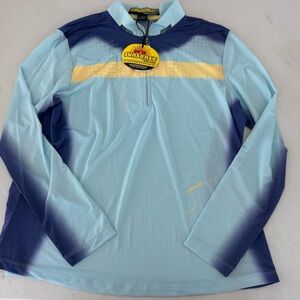 NWT Jamie Sadock SPF Sunsense Top Blue Women's Golf Long Sleeve Shirt Sz Large